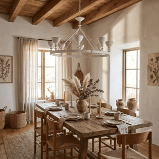 Sculptural Plaster Chalice Chandelier-Neutral Decor