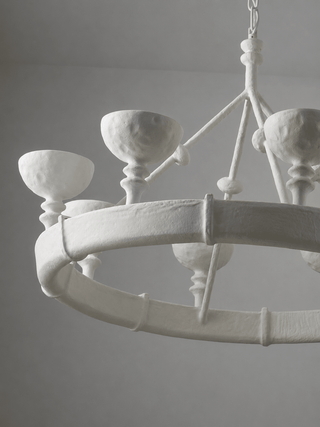 Sculptural Plaster Chalice Chandelier-Neutral Decor