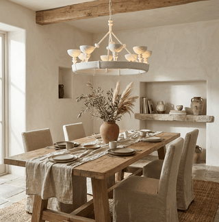 Sculptural Plaster Chalice Chandelier-Neutral Decor