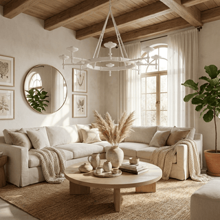 Sculptural Plaster Chalice Chandelier-Neutral Decor