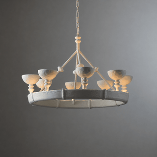 Sculptural Plaster Chalice Chandelier-Neutral Decor
