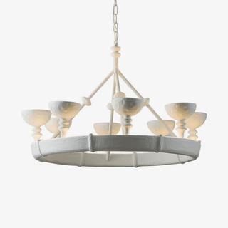 Sculptural Plaster Chalice Chandelier-Neutral Decor