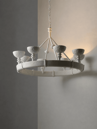 Sculptural Plaster Chalice Chandelier-Neutral Decor