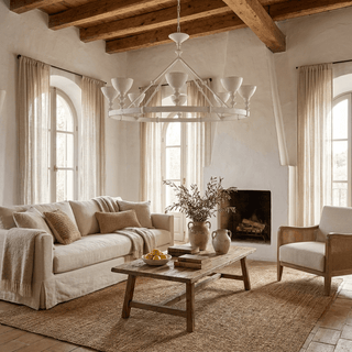 Sculptural Plaster Chalice Chandelier-Neutral Decor