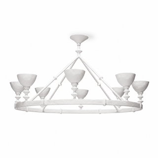 Sculptural Plaster Chalice Chandelier-Neutral Decor