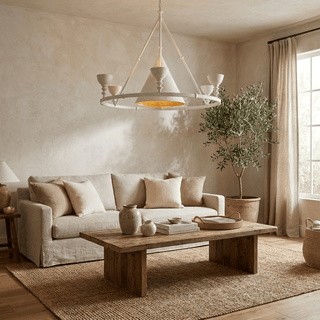 Sculptural Plaster Chalice Chandelier-Neutral Decor