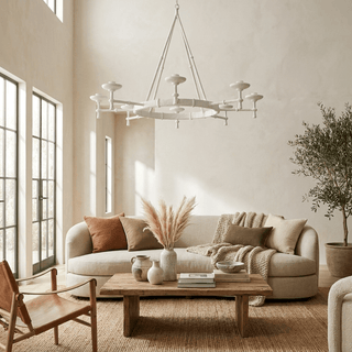 Sculptural Plaster Chalice Chandelier-Neutral Decor