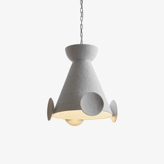 Sculptural Plaster Cone Pendant Lamp-Neutral Decor