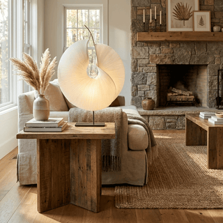Sculptural Pleated Paper Lamp-Neutral Decor
