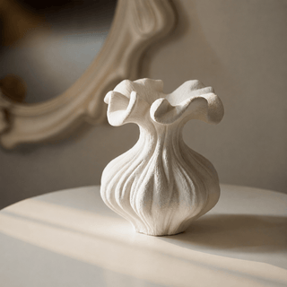 Sculptural Sand Texture Ivory Vase-Neutral Decor