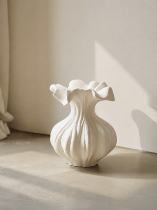 Sculptural Sand Texture Ivory Vase-Neutral Decor