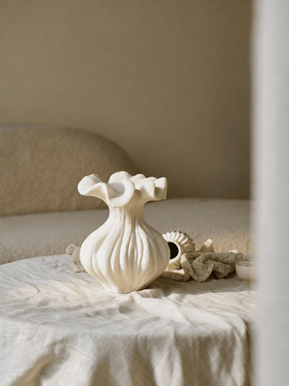 Sculptural Sand Texture Ivory Vase-Neutral Decor