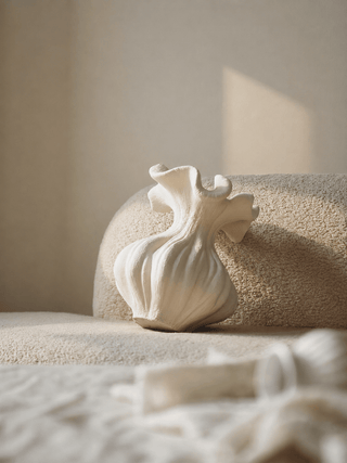 Sculptural Sand Texture Ivory Vase-Neutral Decor