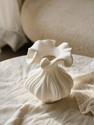 Sculptural Sand Texture Ivory Vase-Neutral Decor