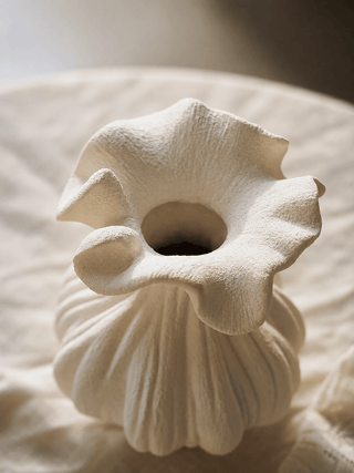 Sculptural Sand Texture Ivory Vase-Neutral Decor