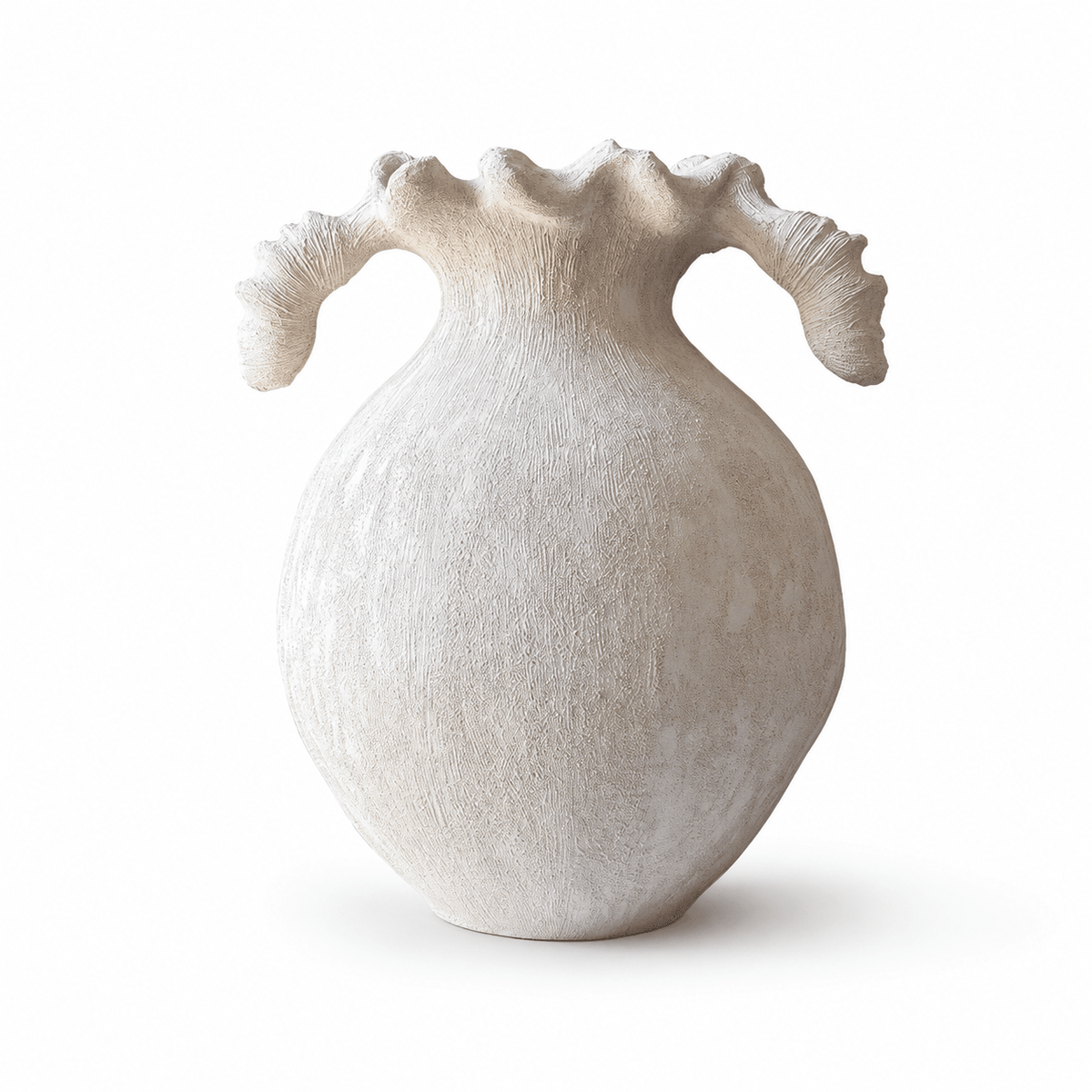 Sculptural Sand Texture Ivory Vase-Neutral Decor