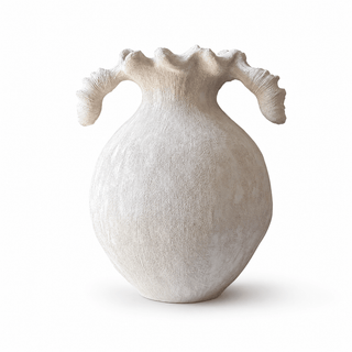 Sculptural Sand Texture Ivory Vase-Neutral Decor