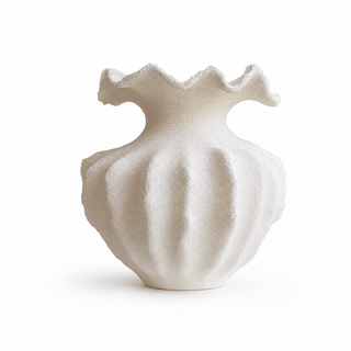 Sculptural Sand Texture Ivory Vase-Neutral Decor