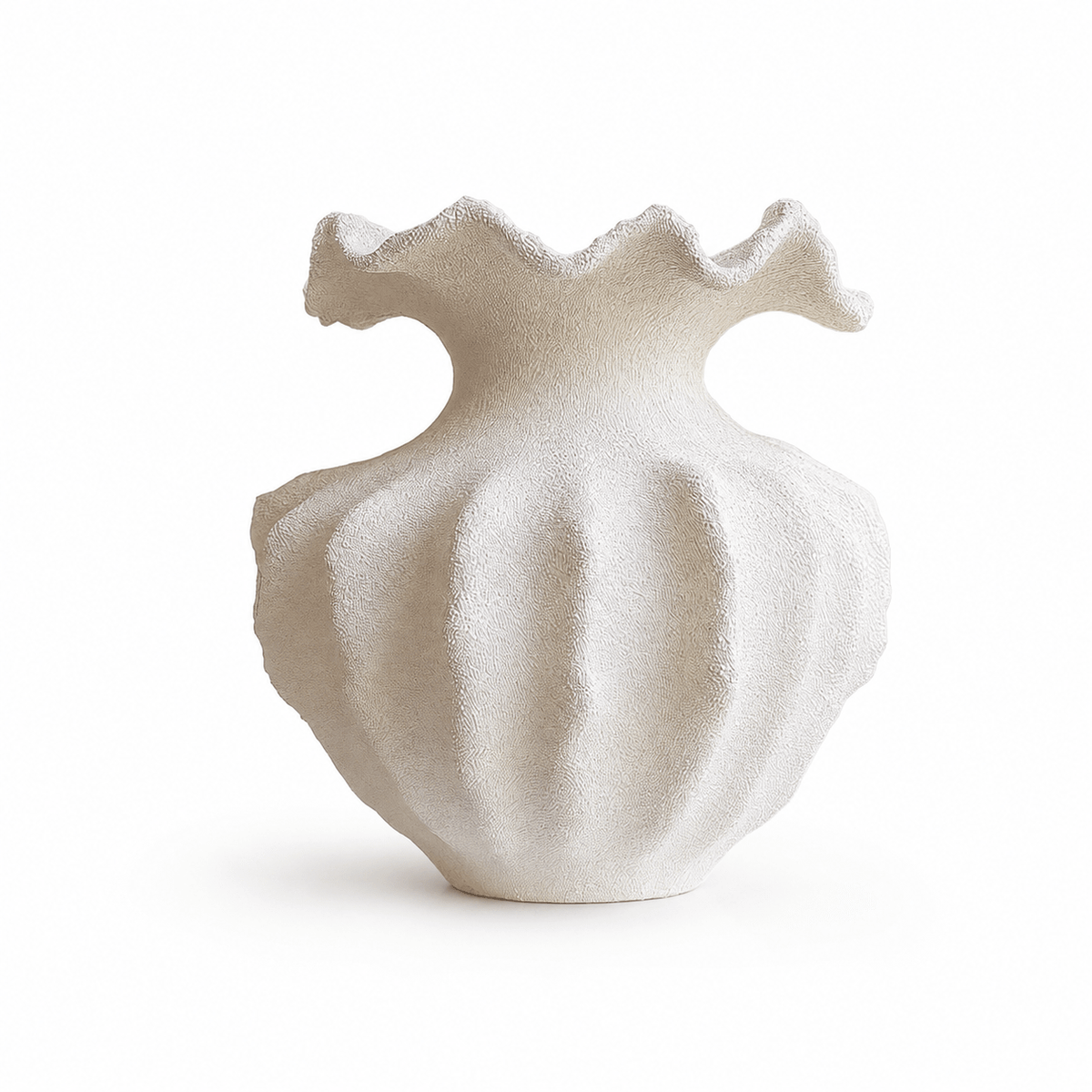Sculptural Sand Texture Ivory Vase-Neutral Decor