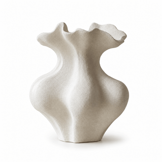 Sculptural Sand Texture Ivory Vase-Neutral Decor