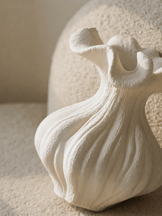 Sculptural Sand Texture Ivory Vase-Neutral Decor