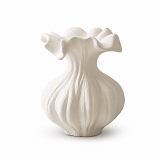 Sculptural Sand Texture Ivory Vase-Neutral Decor