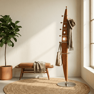 Sculptural Wood Coat Tree-Neutral Decor