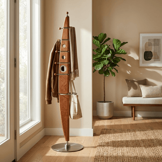 Sculptural Wood Coat Tree-Neutral Decor