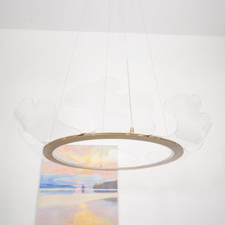 Lustra Suspension en Acrylique Givré Anneau Floral