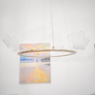 Lustra Suspension en Acrylique Givré Anneau Floral