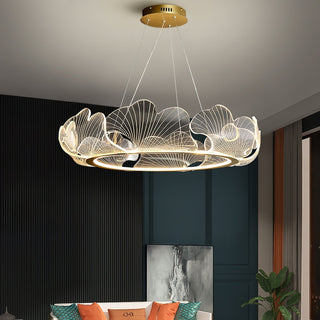 Lustra Suspension en Acrylique Givré Anneau Floral