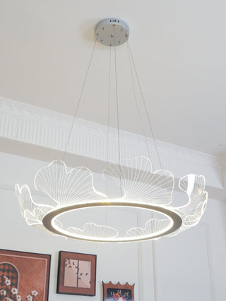 Lustra Suspension en Acrylique Givré Anneau Floral