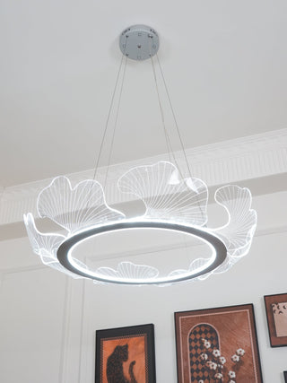 Lustra Suspension en Acrylique Givré Anneau Floral