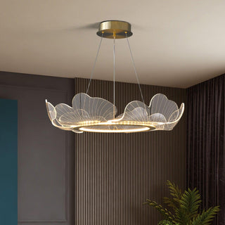 Lustra Suspension en Acrylique Givré Anneau Floral