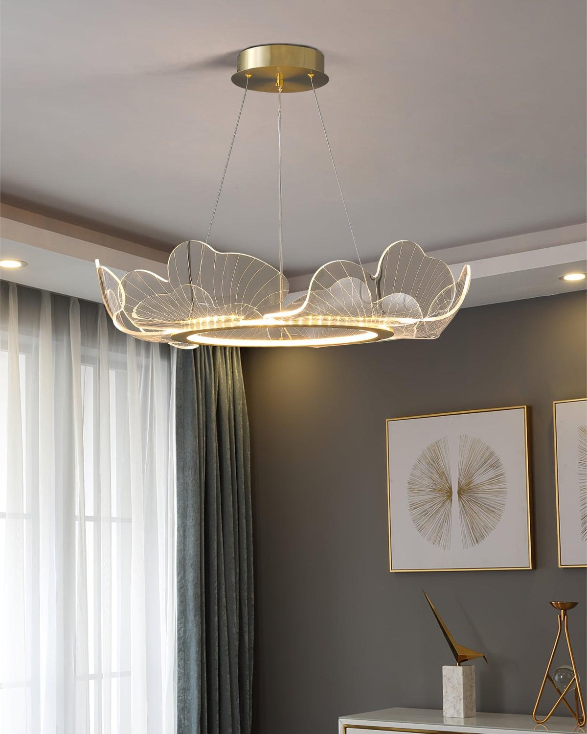 Darenessa Suspension en Acrylique Givré Anneau Floral
