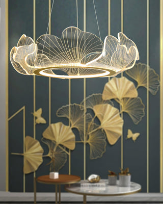 Lustra Suspension en Acrylique Givré Anneau Floral