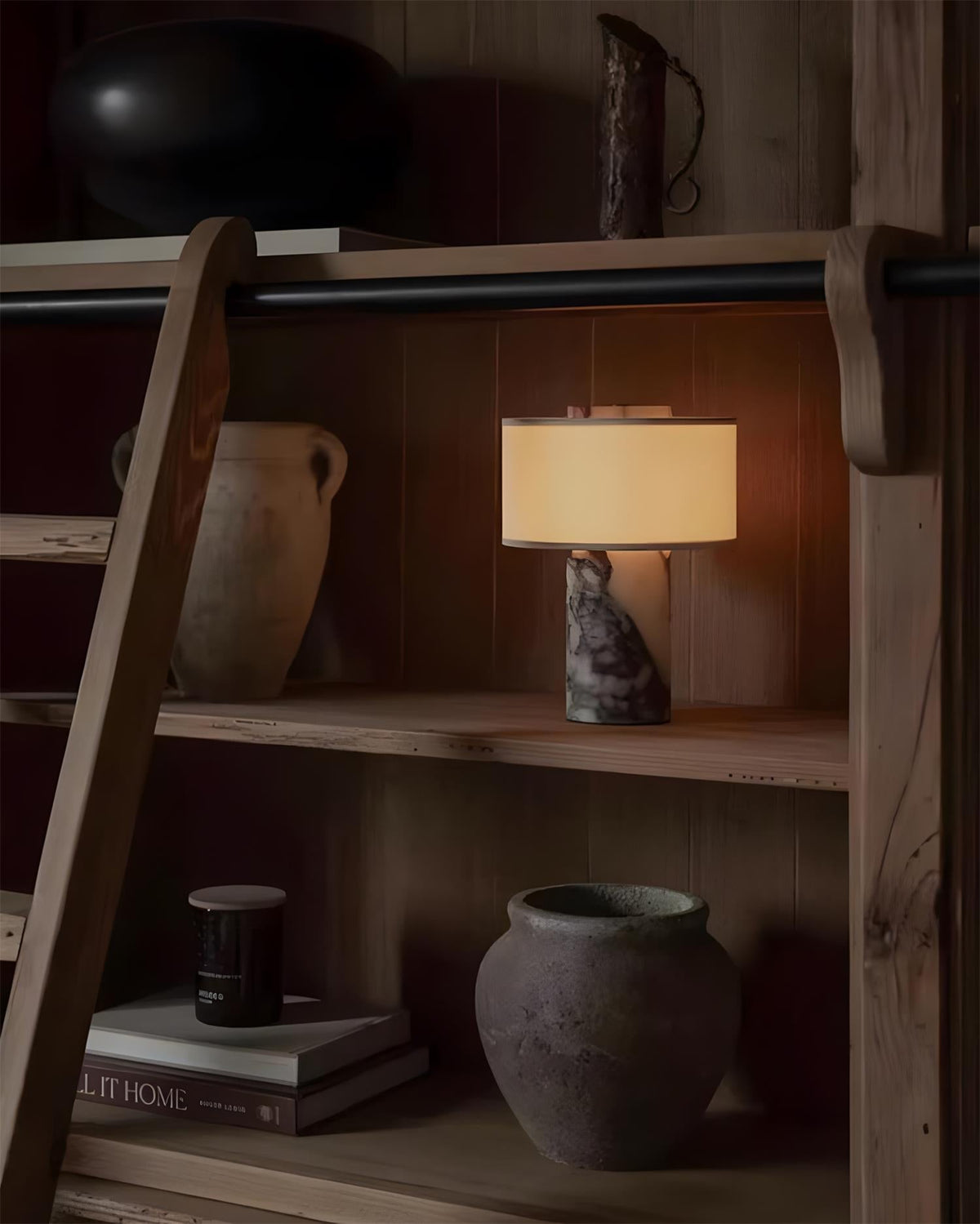 The lamp shown with a person for scale.