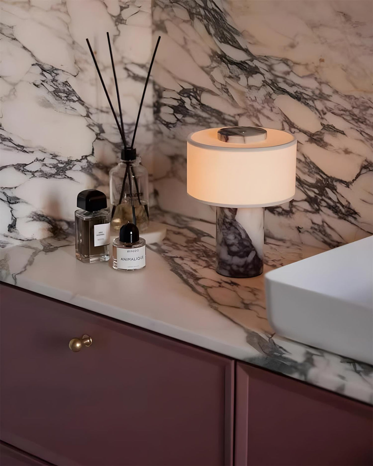 Unboxing view of the Sediment Table Lamp and its components.