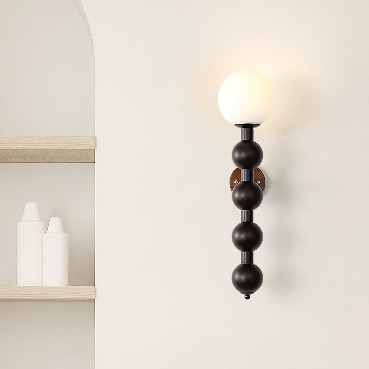 Wall Lamp Gourd in Metal Wood and Glass Modern Style-Neutral Decor