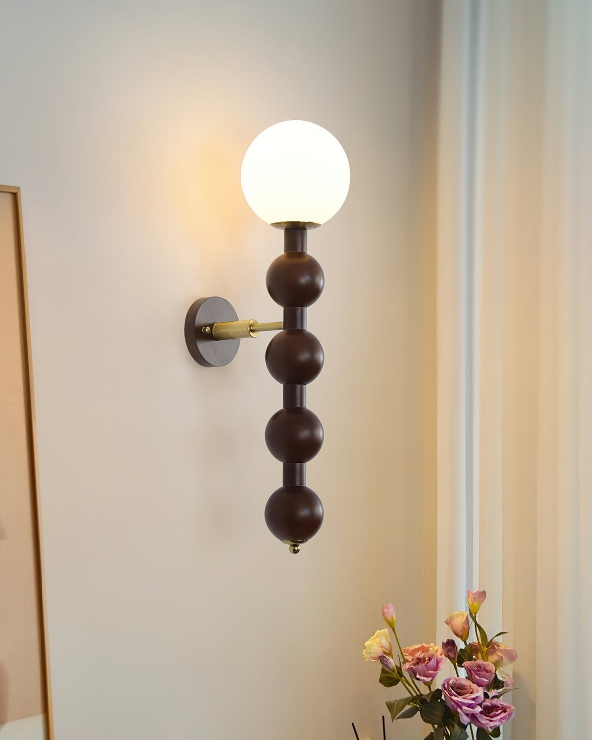 Wall Lamp Gourd in Metal Wood and Glass Modern Style-Neutral Decor