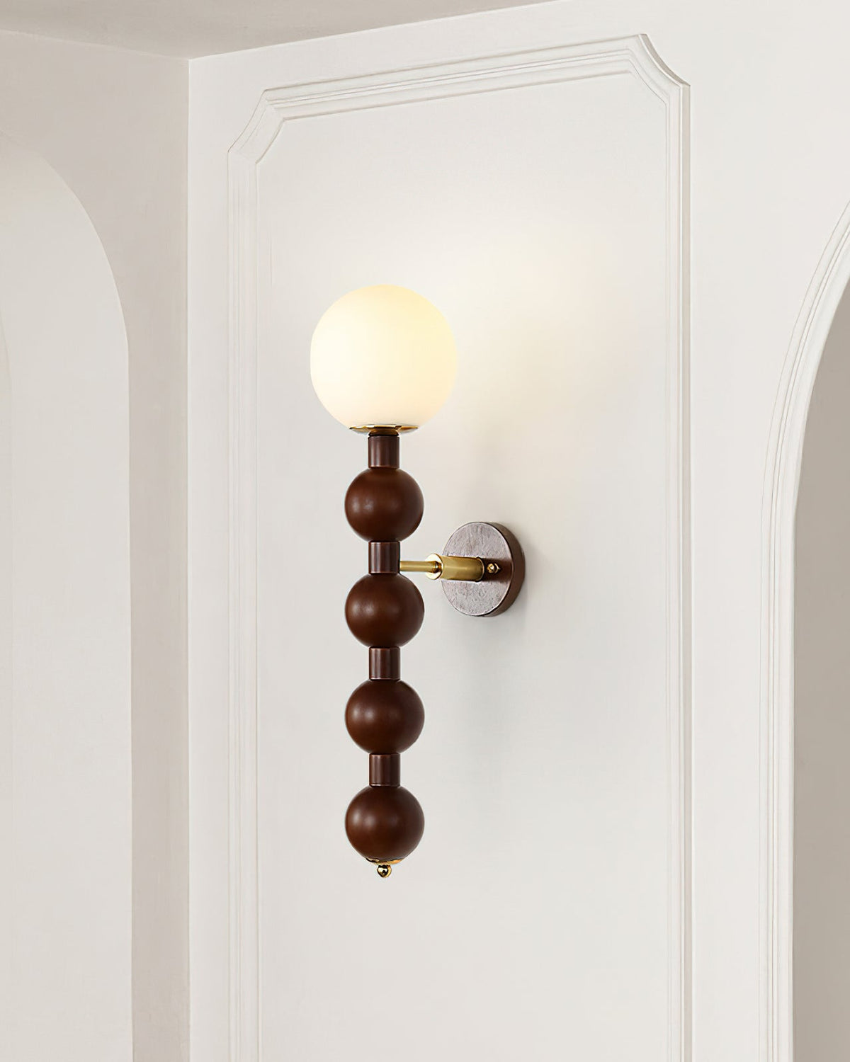 Wall Lamp Gourd in Metal Wood and Glass Modern Style-Neutral Decor