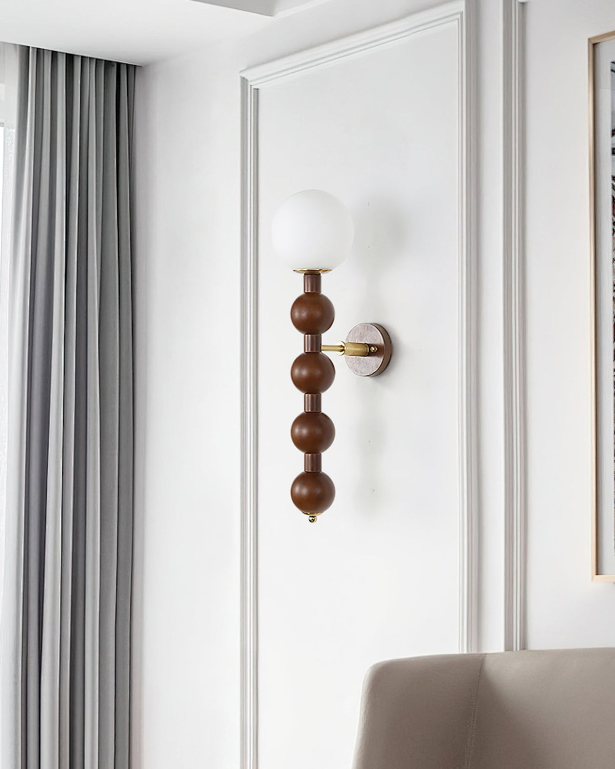 Wall Lamp Gourd in Metal Wood and Glass Modern Style-Neutral Decor