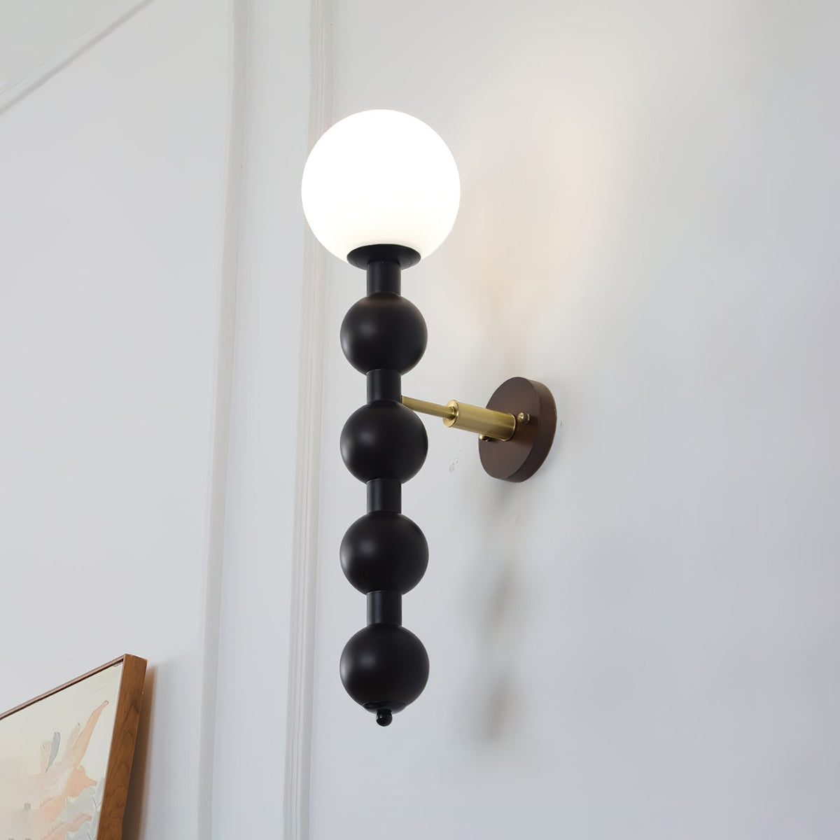 Wall Lamp Gourd in Metal Wood and Glass Modern Style-Neutral Decor