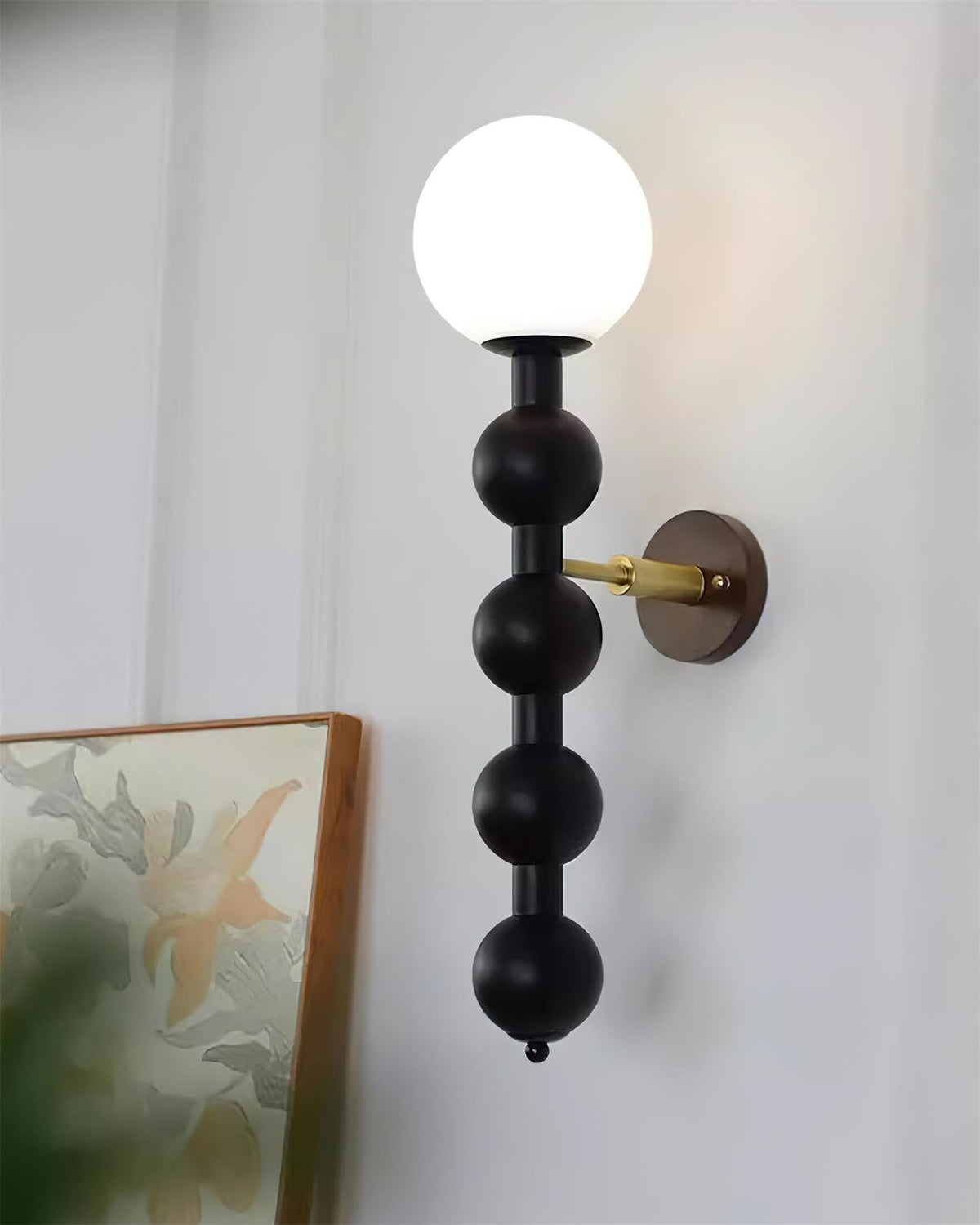 Wall Lamp Gourd in Metal Wood and Glass Modern Style-Neutral Decor