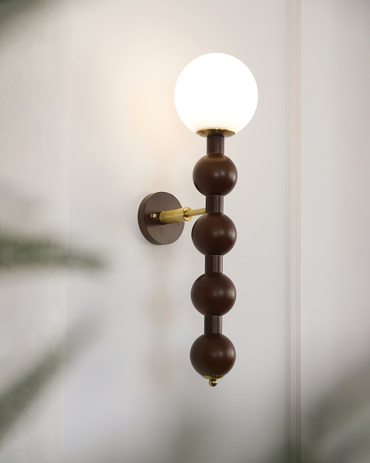 Wall Lamp Gourd in Metal Wood and Glass Modern Style-Neutral Decor