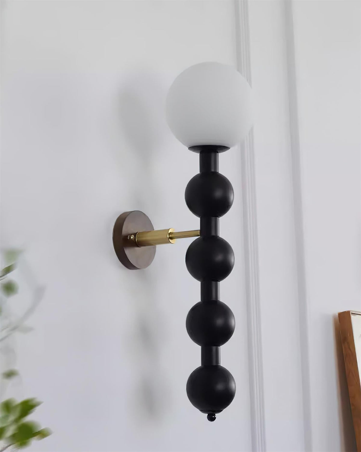 Wall Lamp Gourd in Metal Wood and Glass Modern Style-Neutral Decor