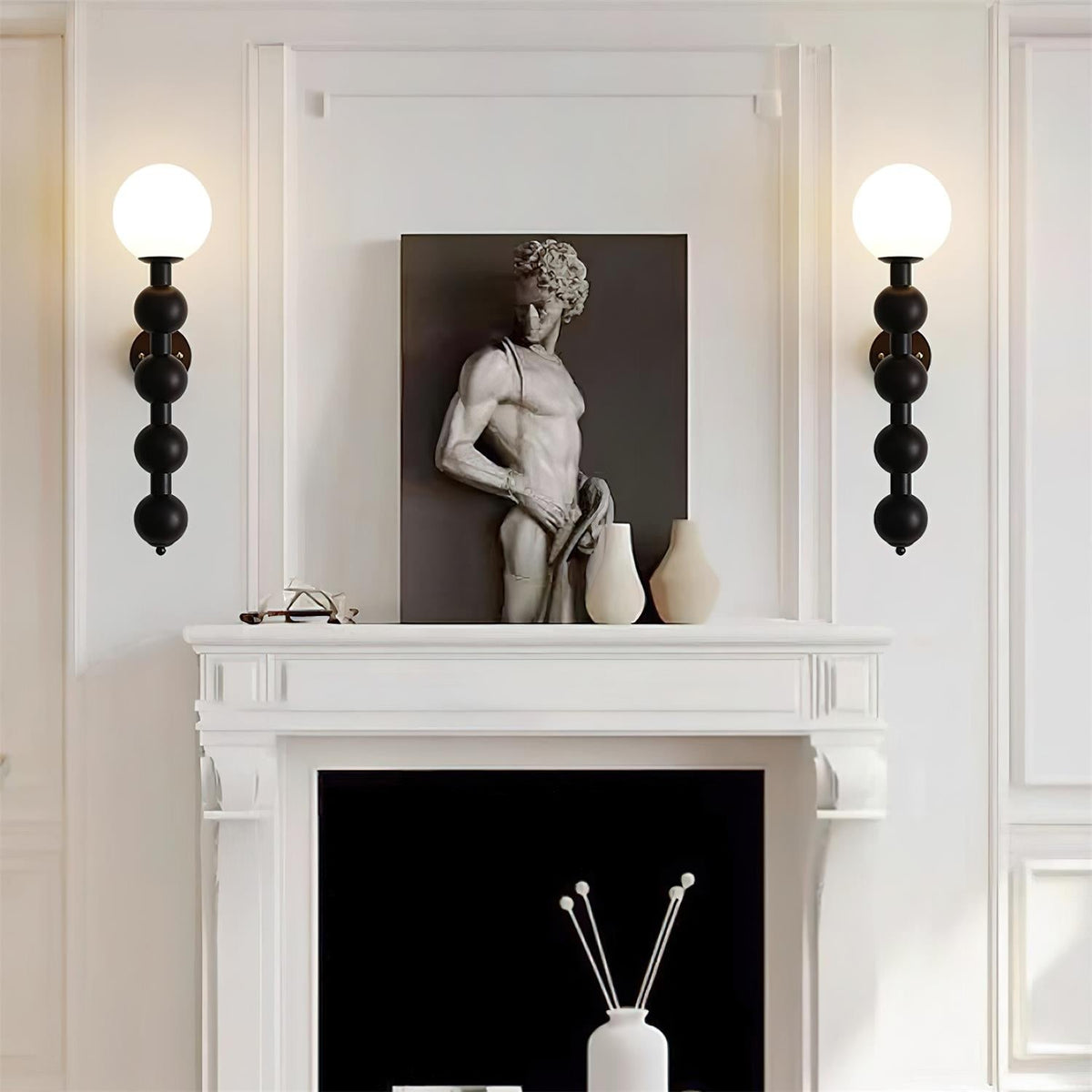Wall Lamp Gourd in Metal Wood and Glass Modern Style-Neutral Decor