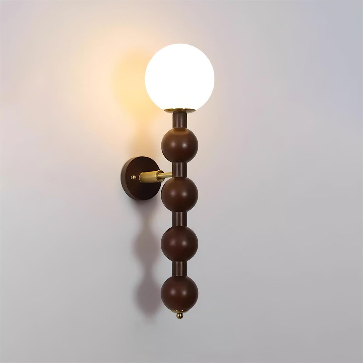 Wall Lamp Gourd in Metal Wood and Glass Modern Style-Neutral Decor