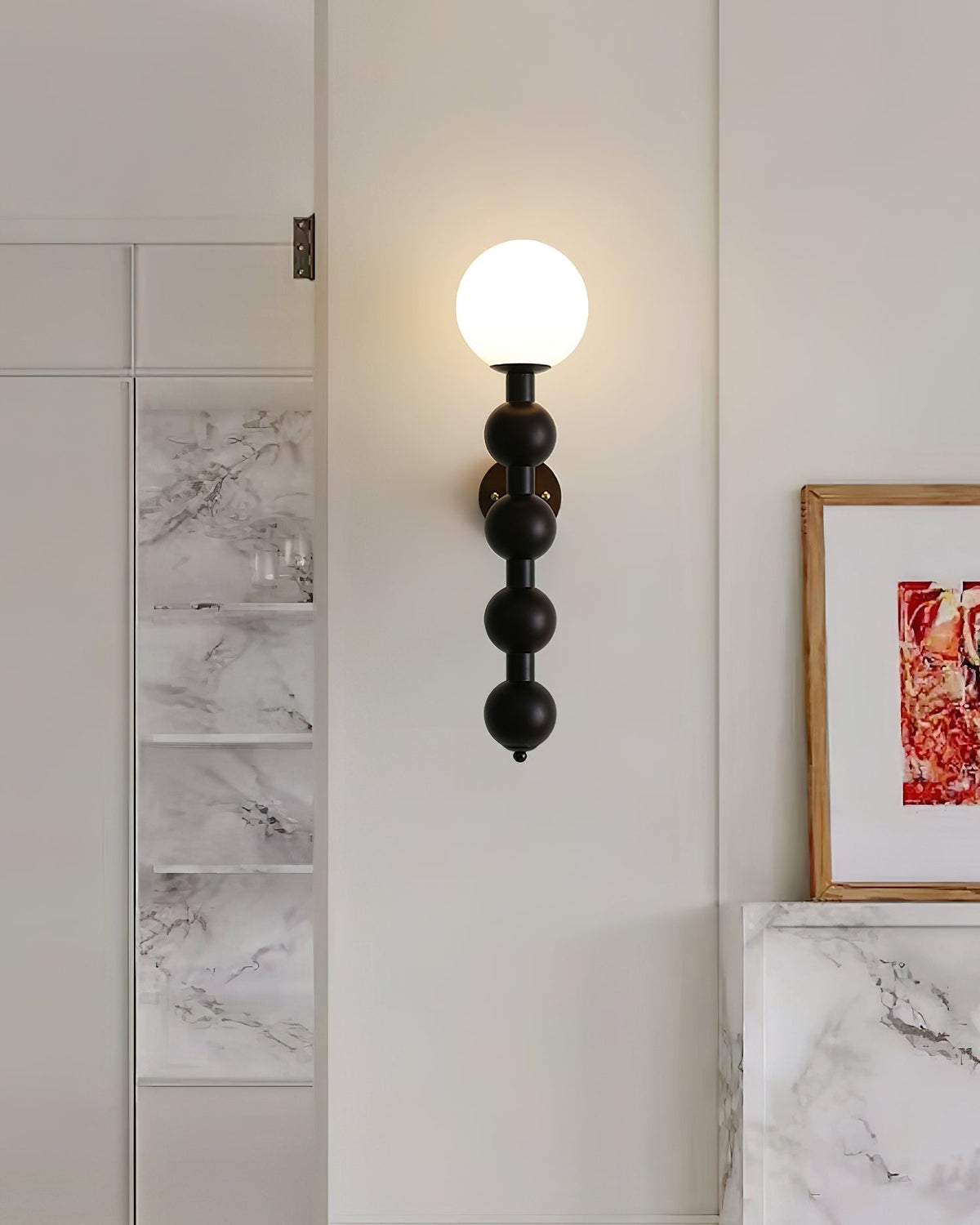 Wall Lamp Gourd in Metal Wood and Glass Modern Style-Neutral Decor
