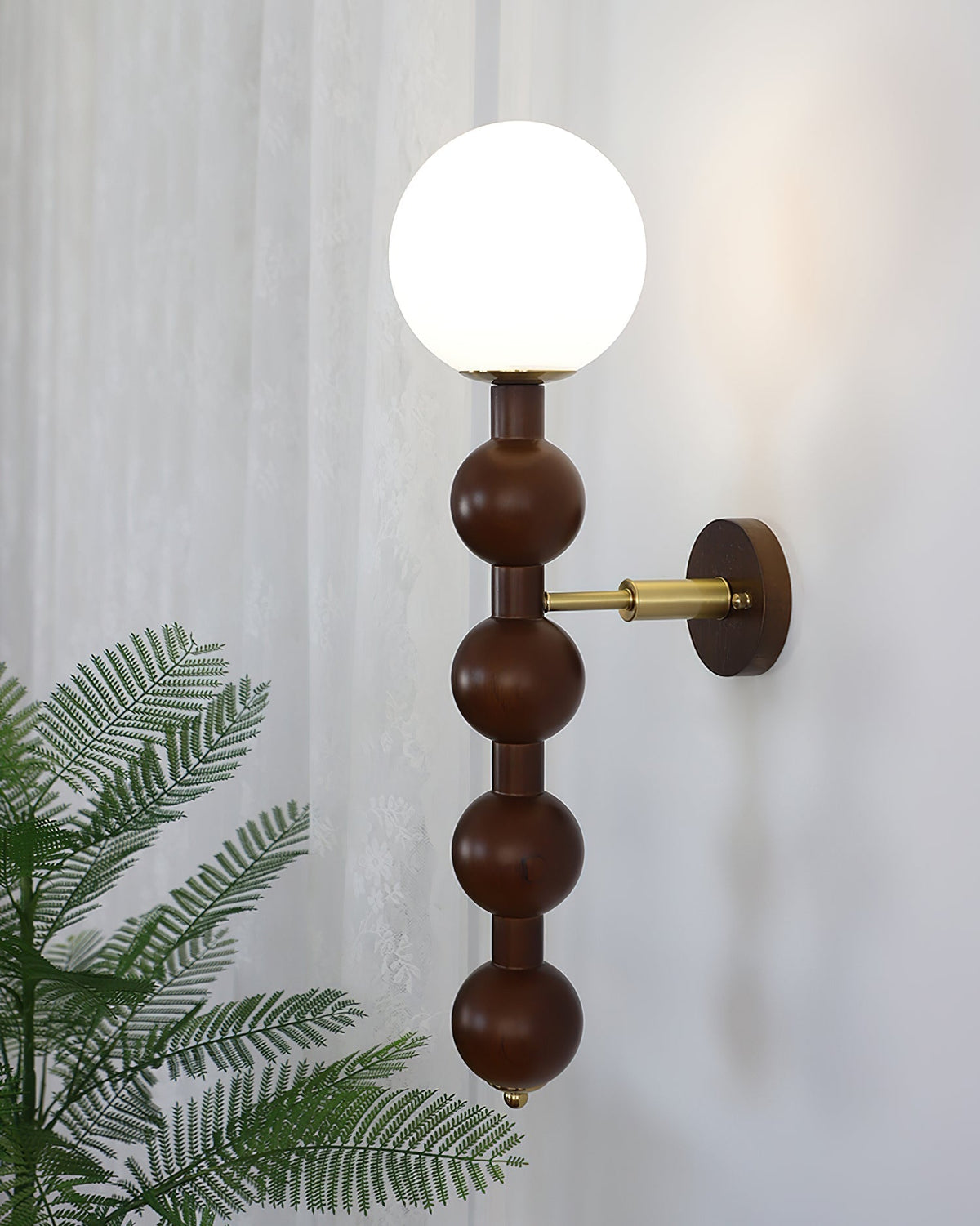 Wall Lamp Gourd in Metal Wood and Glass Modern Style-Neutral Decor
